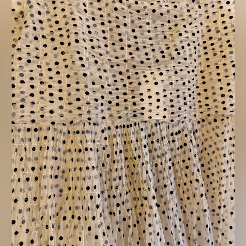 Doen Pamelina Dress Cream - Flocked Dot Tulle Dress - Picture 3 of 7